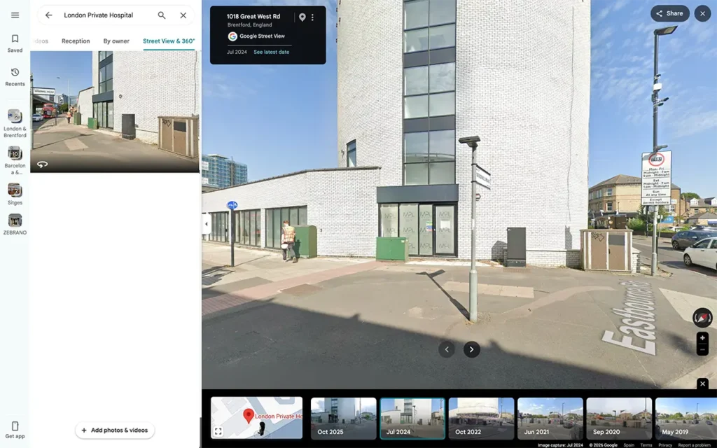 London Private Hospital Street View Before
